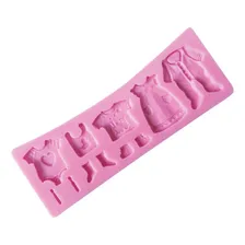 Molde Silicone Confeitaria Chá Bebê Roupa Bebê Cor Branco Foto mini  2