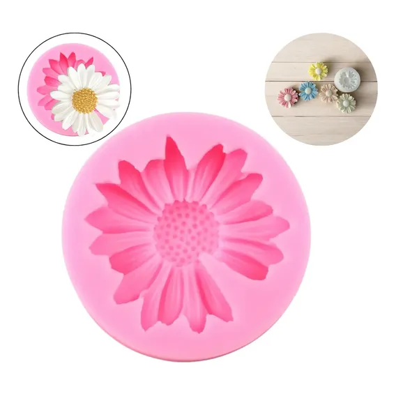 Molde Silicone Flor Margarida Sabonete Resina Biscuit Vela Cor Branco Foto 1