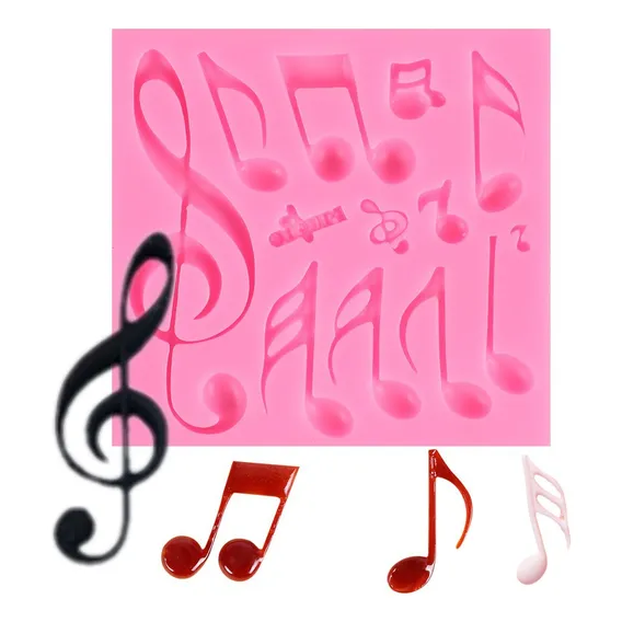 Molde Silicone Musica Letras Notas Musicais Fondant Biscuit Foto 1