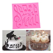 Molde Silicone Musica Letras Notas Musicais Fondant Biscuit Foto mini 3