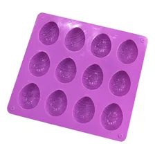 Molde Silicone Ovos De Chocolate 12 Cav Pascoa Doces Festas Cor Violeta Foto mini  2