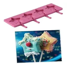 Molde Silicone Pirulito 4 Cavidades Estrela Doce Silikomart Foto  mini 1