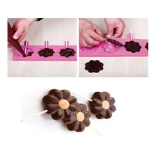 Molde Silicone Pirulito 4 Cavidades Gourmet Flor Silikomart Foto mini 4