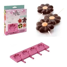 Molde Silicone Pirulito 4 Cavidades Gourmet Flor Silikomart Foto mini 1