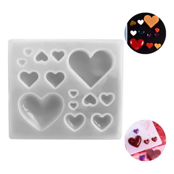 Molde Silicone Resina Gesso Coração Chaveiro Pingente Artesa Foto 1