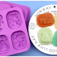 Molde Silicone Sabonete 4 Cav Menino Mini Campones Biscuit Cor Violeta Foto mini 4