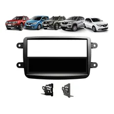 Moldura 1 Din Renault Kwid Oroch Duster Sandero Logan Preto Foto mini 1