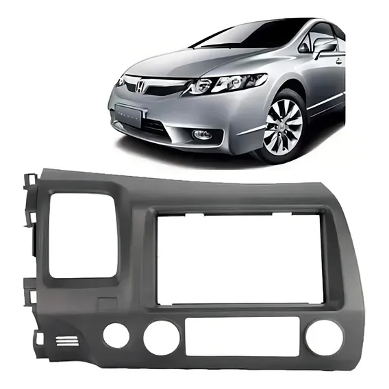 Moldura 2 Din Honda New Civic 07-11 Grafite Foto 1