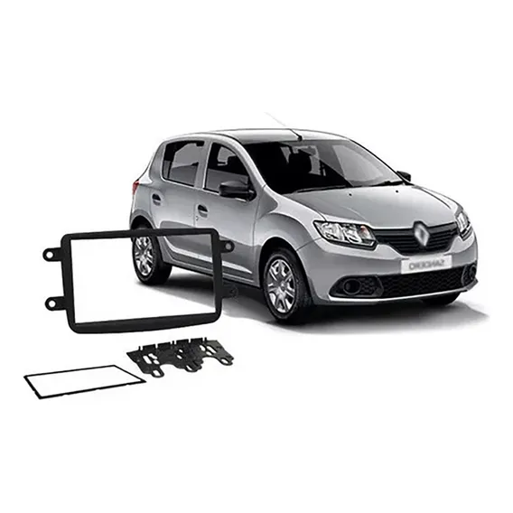 Moldura 2 Din MultimÃdia Renault Sandero Preto 2016/2017 Foto 1
