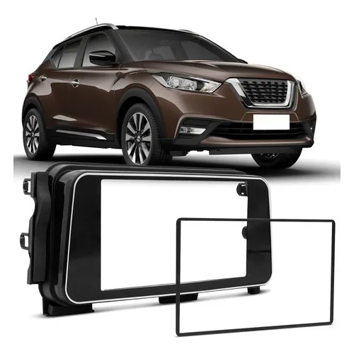 Moldura 2din Nissan Kicks 2017 2018 2019 2020 Black Piano Foto 1