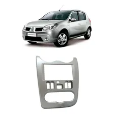 Moldura 2din Renault Logan 2010/2012 Sandero 2007/2012 Prata Foto mini 1