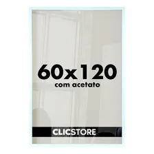 Moldura 60x120 Acetato Quadros Poster Fundo Mdf Decorativo Cor Branco Foto mini 4