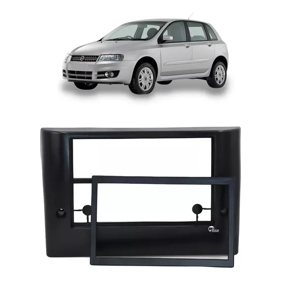 Moldura De Painel 2 Din Multimidia Dvd Mp5 Fiat Stilo 2003 2004 2005 2006 2007 2008 2009 2010 2011 2012 Preto Autoplast Explex Foto 1