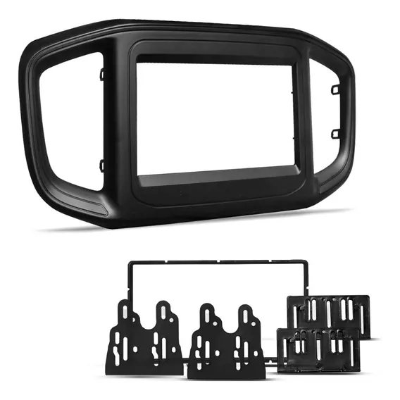 Moldura Do Painel 2 Din Fiat Strada 2020 2021 Preto Foto 1