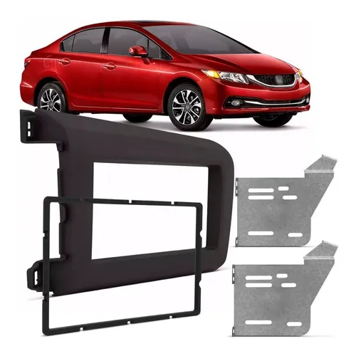 Moldura Do Painel 2 Din Honda Civic 2012 2013 2014 Preta Foto 1