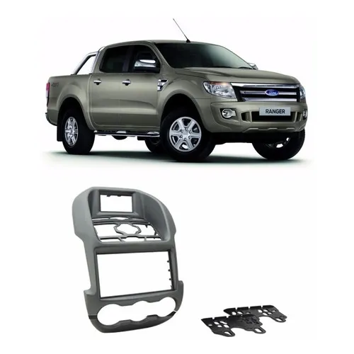 Moldura Dvd 2 Din Ford Ranger 2012 A 2015 Grafite Escuro Foto 1