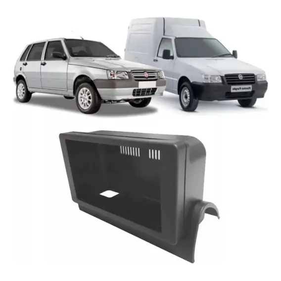 Moldura Dvd 2din Multimidia Mp5 Fiat Uno Mille Fiorino Cinza Foto 1