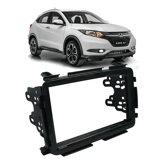 Moldura Dvd Honda Hr-v Black Piano 2 Din 2015-2016 Foto 1