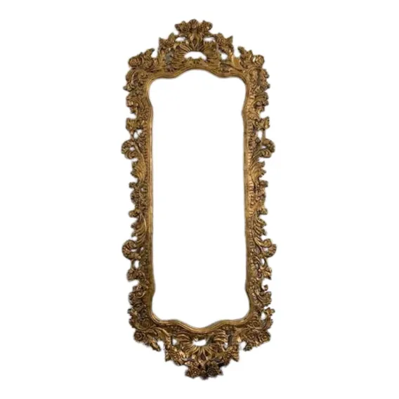 Moldura Espelheira Salão Maquiagem Antiga Provençal Arabesco Cor Dourado Envelhecido Foto 1