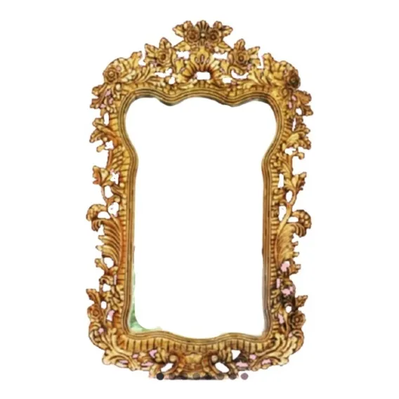 Moldura Espelho Luiz 15 Banheiro 1.30 Decorar Casamento Cor Dourado Envelhecido Foto 1