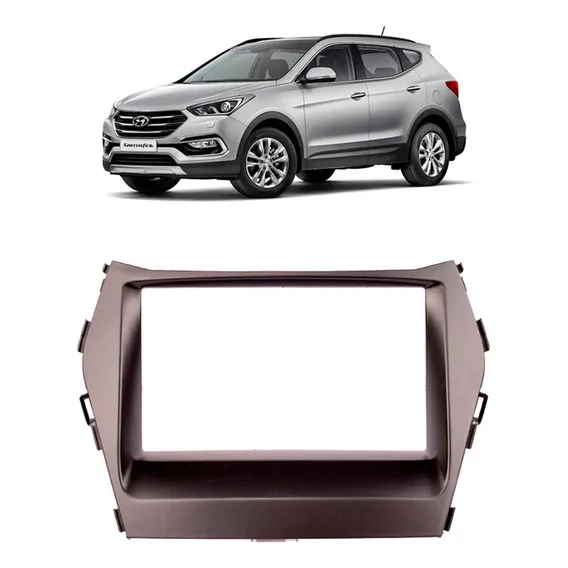 Moldura Hyundai Santa Fé 2 Din 2014 - 2019 Jp/ch Preto Foto 1