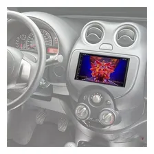 Moldura Painel 1 2 Din Nissan March Versa Sentra 7 Polegadas Cor Preto Foto mini 3