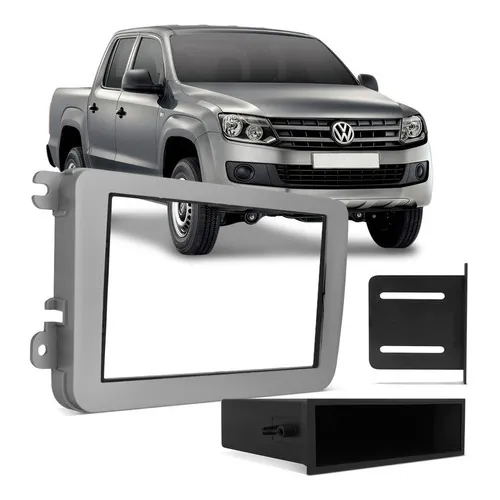 Moldura Painel 1/2 Din Dvd Amarok Jetta Passat Tiguan Prata Foto 1