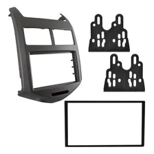 Moldura Painel 2 Din Dvd Grafite Sonic Hatch Sedan 2012/2015 Foto mini 4