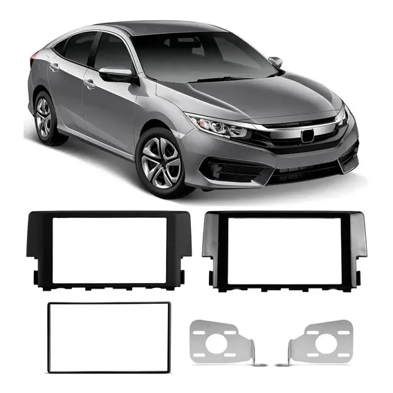 Moldura Painel 2 Din Dvd Honda Civic G10 Black Piano Preto Foto 1