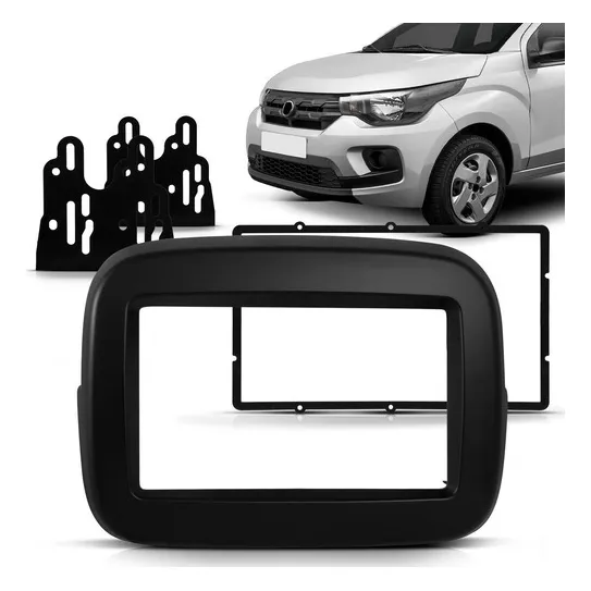 Moldura Painel 2 Din Fiat Mobi 2016 Á 2020 Preto Fosco Foto 1