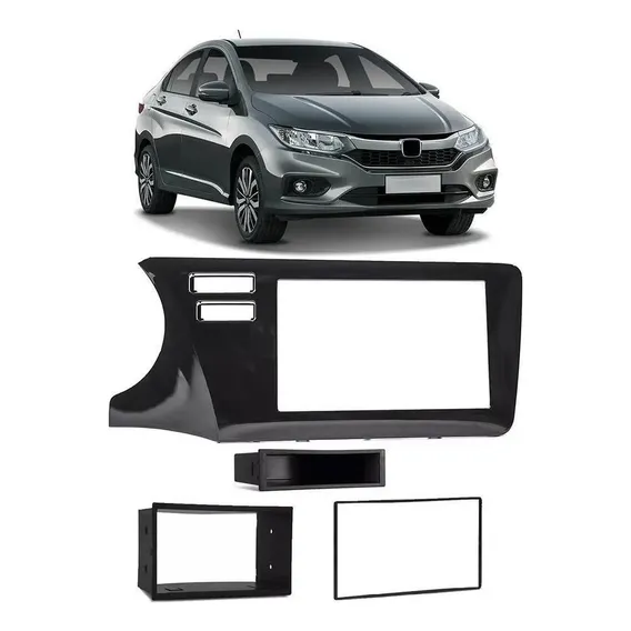 Moldura Painel 2 Din Honda City 2015 À 2019 Black Piano Foto 1