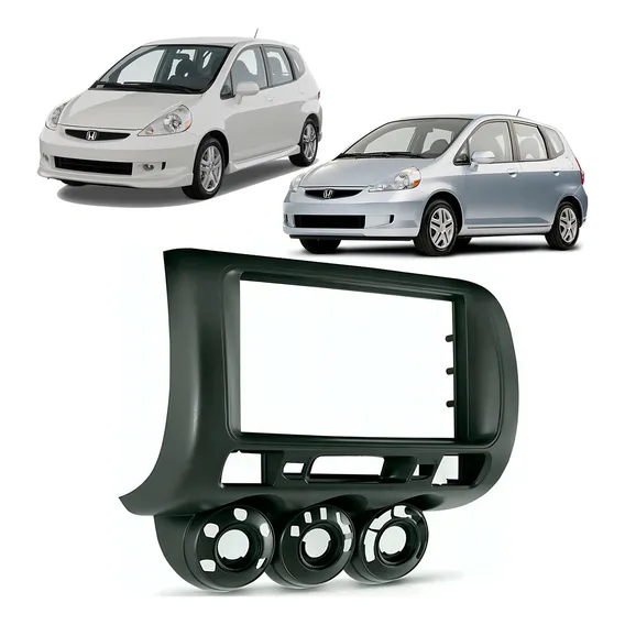 Moldura Painel 2 Din Honda Fit 2004 A 2006 Grafite Foto 1