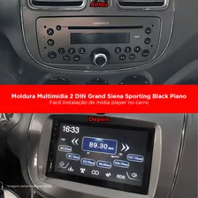 Moldura Painel 2din 2 Din Fiat Grand Gran Siena Black Piano Foto mini  3