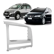 Moldura Painel Central 2 Din Mp5 MultimÃdia Dvd Fiat Idea 2006 Ã 2011 Prata Foto mini 2