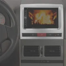 Moldura Painel Central 2 Din Mp5 MultimÃdia Dvd Fiat Idea 2006 Ã 2011 Prata Foto mini 3