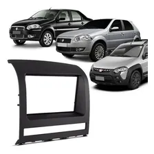 Moldura Painel Central SM 05/11 2 Din Mp5 Dvd Palio Strada Siena 2005 Ã 2011 Preto Foto mini 2