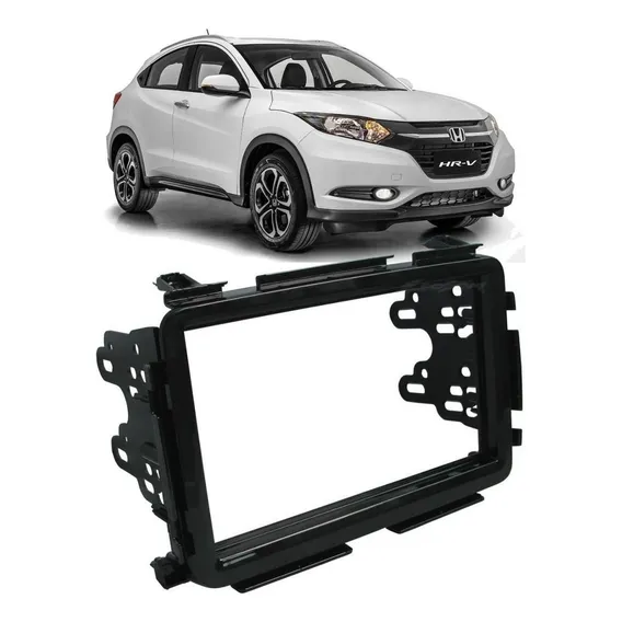Moldura Painel Dvd 2 Din Honda Hrv Black Piano Foto 1