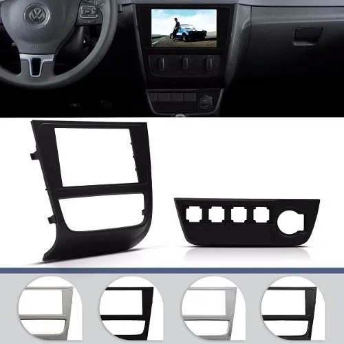 Moldura Painel Dvd 2 Din Mp5 Vw Gol Saveiro Voyage G6 Preto Foto 1