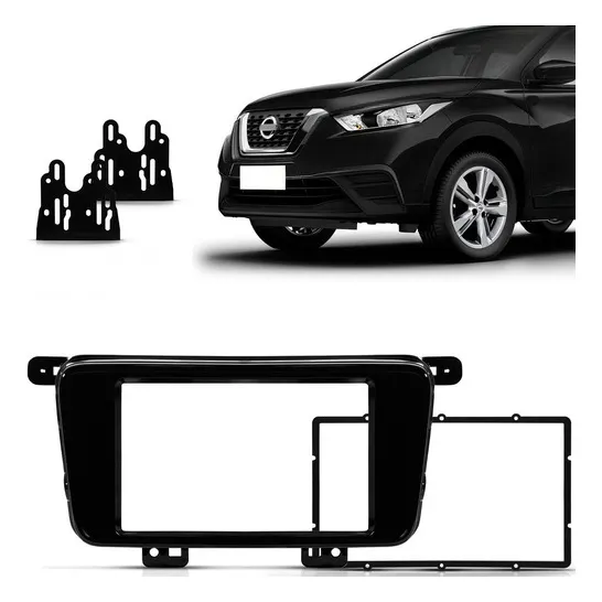 Moldura Painel Dvd 2 Din Nissan Kicks Black Piano Foto 1