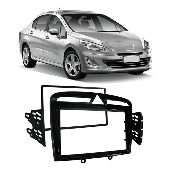 Moldura Painel Dvd 2 Din Peugeot 408 - Black Piano Foto 1
