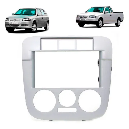 Moldura Painel Dvd 2din Vw Gol G4 Parati Saveiro - Prata Foto 1