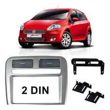 Moldura Painel Dvd MultimÃdia 2 Din Fiat Punto 2011 Prata Foto mini 1