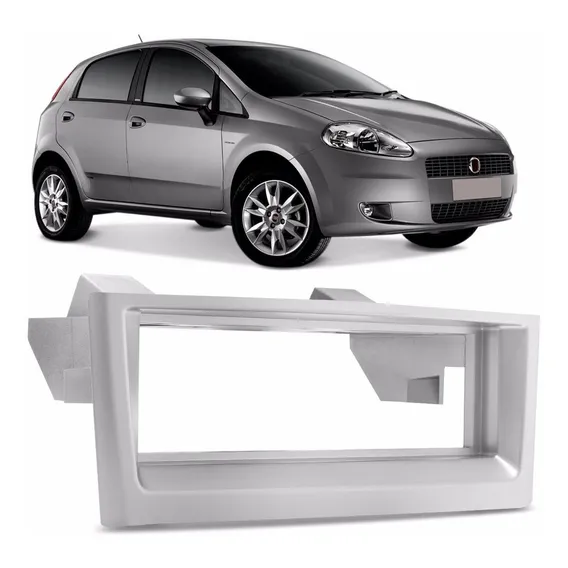 Moldura Painel Fiat Punto Linea 1 Din Para Dvd Cd Mp3 Prata Foto 1