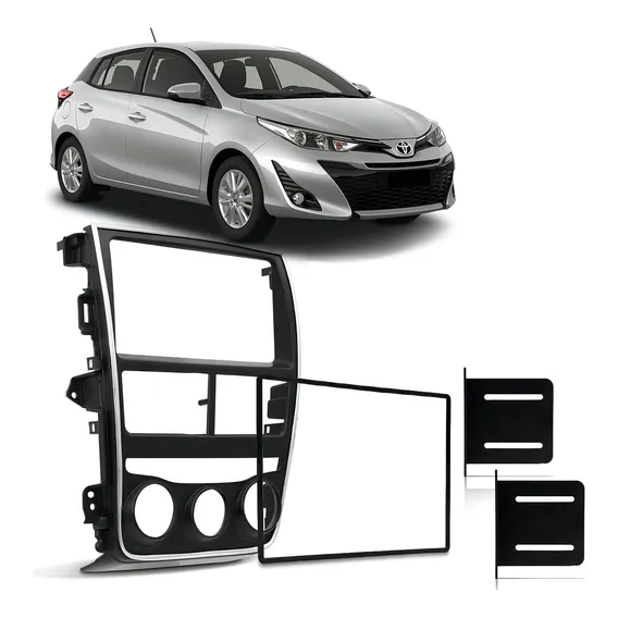 Moldura Painel Ludovico 2 Din Yaris Moldura Redutora Cor Preto Foto 1