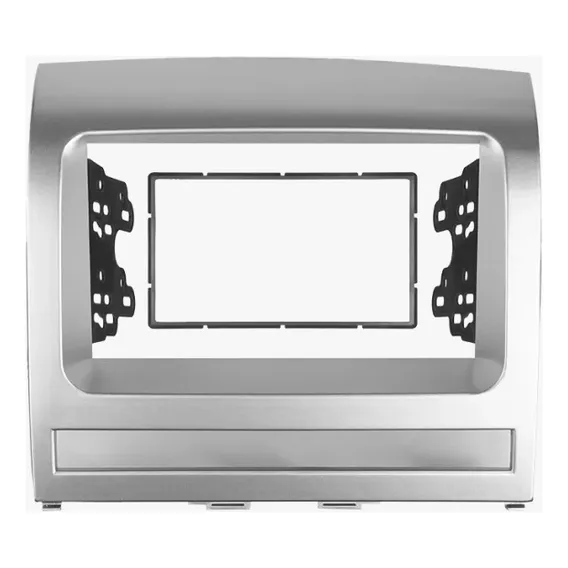 Moldura Painel P/ 2 Din Multimidia Dvd Mp5 Palio Strada Idea Cor Prata Foto 1