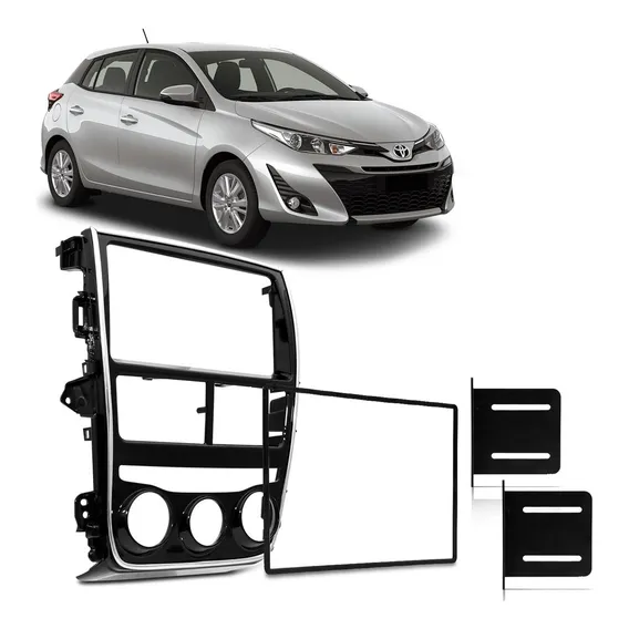 Moldura Painel Rádio Dvd 2 Din Yaris 2020 Black Piano Foto 1