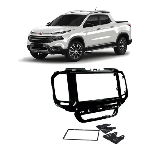 Moldura Painel Toro 2 Din Fiat Black Piano Dvd Multimidia Foto 1