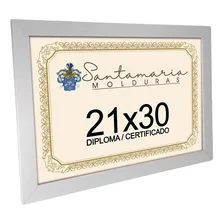 Moldura Porta Diploma Certificado A4 21x30 Branco Liso Foto mini 1