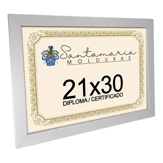 Moldura Porta Diploma Certificado A4 21x30 Branco Liso Foto 1
