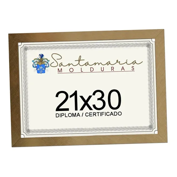Moldura Porta Diploma Certificado A4 21x30 Dourado Foto 1